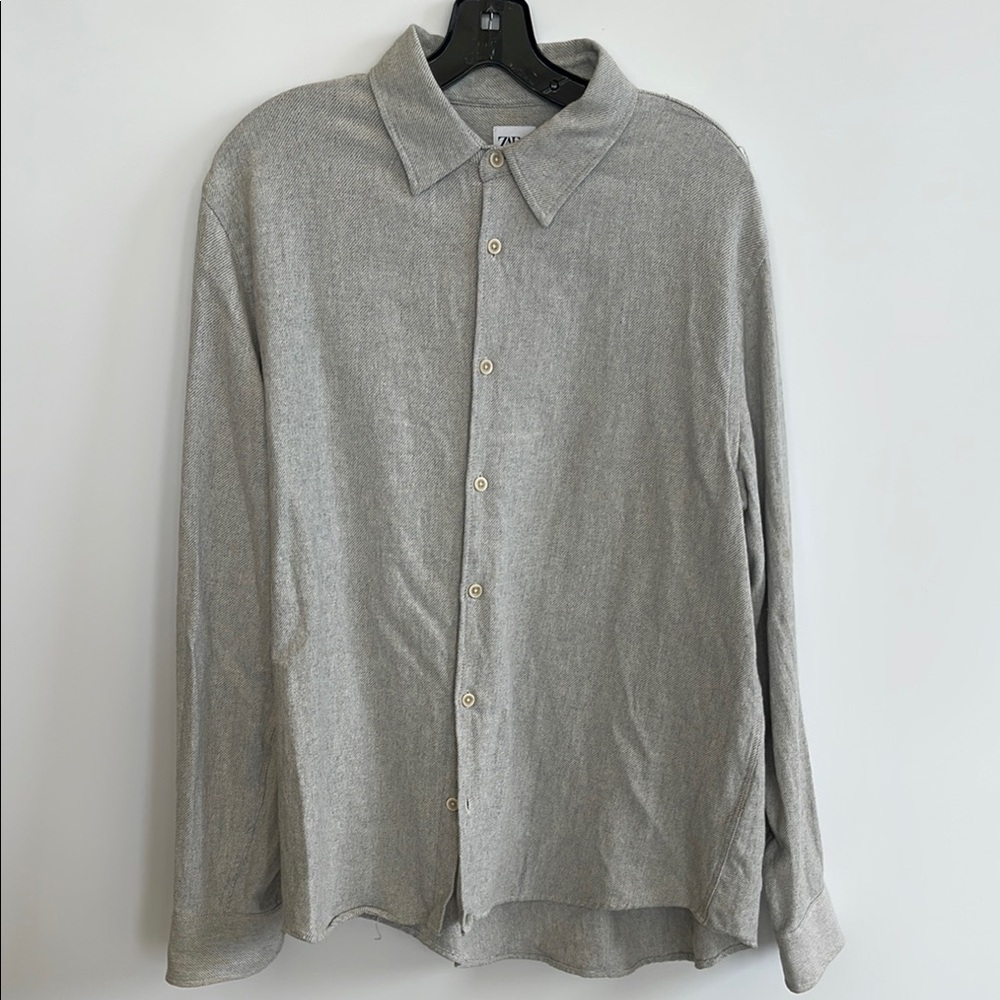 Zara Gray Casual Button Down Shirt Size XL